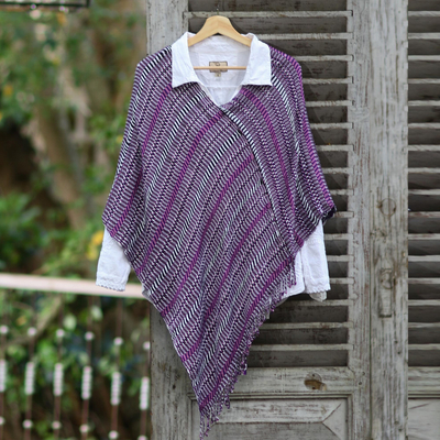 Natural dyes cotton poncho Amethyst Intrigue