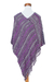 Natural dyes cotton poncho 'Amethyst Intrigue'  - Guatemalan Handwoven Cotton Poncho in Pink and Purple