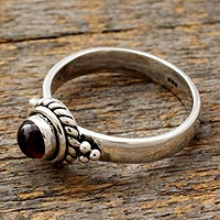 Garnet birthstone ring, 'Mystery' - Sterling Silver and Garnet Ring