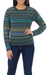100% alpaca sweater, 'Andean Lakes' - Women's Alpaca Art Knit Pullover Sweater (image 2a) thumbail