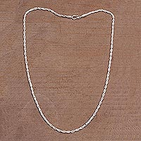 Sterling silver chain necklace, 'Luminous Sparkle' - 925 Sterling Silver Rope Chain Necklace from Bali