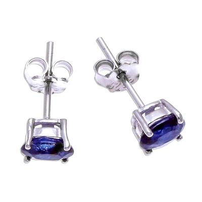 Sapphire stud earrings, 'Oceanic Marvel' - Oval Sapphire Stud Earrings from Thailand
