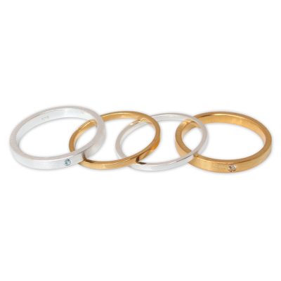 Gold vermeil gemstone stacking rings, 'Thai Spark' (set of 4) - Gold Vermeil Gemstone Stacking Rings (Set of 4)