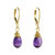 Gold plated amethyst dangle earrings, 'Grand Treasure' - Handmade 18k Gold Plated Amethyst Dangle Earrings thumbail