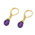 Gold plated amethyst dangle earrings, 'Grand Treasure' - Handmade 18k Gold Plated Amethyst Dangle Earrings (image 2c) thumbail