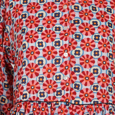 Vestido de algodón estampado - Vestido de algodón con estampado floral moderno a capas