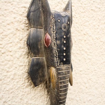 African wood mask, 'Jumbo Task' - Wood Elephant Mask