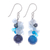 Pearl and aquamarine cluster earrings, 'Blue Love' - Unique Pearl and Aquamarine Cluster Earrings