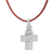 Fine silver pendant necklace, 'Spiritual Inspiration' - Fine Silver Cross Pendant Necklace wth Cord from Guatemala