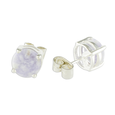 Jade stud earrings, 'Maya Sweets in Lilac' - Small Lilac Jade and Sterling Silver Stud Earrings