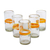 Blown glass highball, 'Ribbon of Sunshine' (set of 5) - Set of 5 Blown Recycled Glass Tumblers with Orange Stripe