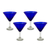 Blown glass martini glasses, 'Sapphire Blue' (set of 4) - Handblown Glass Recycled Martini Drinkware (Set of 4)