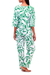 Cotton pajamas, 'Indonesian Garden in Emerald' - Floral Motif Cotton Pajamas in Emerald from Bali