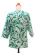 Cotton pajamas, 'Indonesian Garden in Emerald' - Floral Motif Cotton Pajamas in Emerald from Bali