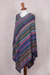 Knit poncho, 'Stripes in Bloom' - Fuchsia and Multi-Color Striped Acrylic Knit Poncho (image 2b) thumbail
