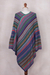 Knit poncho, 'Stripes in Bloom' - Fuchsia and Multi-Color Striped Acrylic Knit Poncho (image 2c) thumbail