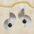 Onyx dangle earrings, 'Two Moons' - Modern Geometric Sterling Silver and Onyx Hook Earrings