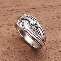 Sterling silver band ring, 'Elegant Link'