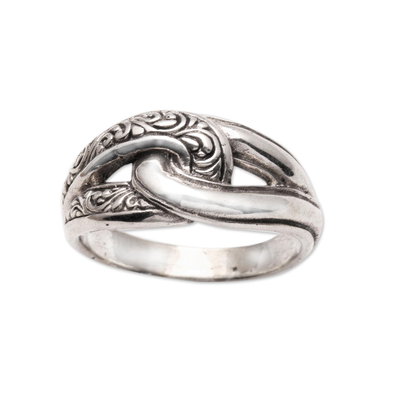 Patterned Sterling Silver Band Ring from Bali