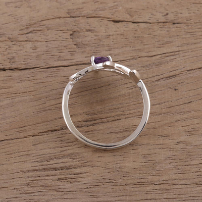 Amethyst cocktail ring, 'Lavender Branches' - 925 Sterling Silver Amethyst Cocktail Ring from India