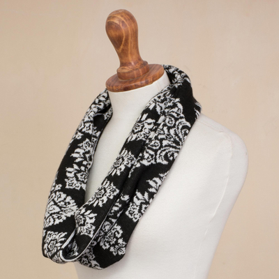 Reversible alpaca blend infinity scarf, 'Inca Flowers' - Reversible Floral Knit Alpaca Blend Infinity Scarf from Peru