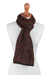 100% alpaca scarf, 'Floral Andes' - 100% Alpaca Knit Floral Wrap Scarf in Black and Brick (image 2d) thumbail