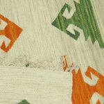 Wool dhurrie rug, 'Geometric Harmony' (4x6) - 4x6 Wool Dhurrie Rug with Carrot and Avocado Motifs