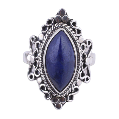 Lapis lazuli cocktail ring, 'Infinity Eye' - Lapis Lazuli and Sterling Silver Cocktail Ring from India