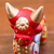 Ceramic figurine, 'Little Red Pucara Bull' - Hand Painted Red Ceramic Bull Sculpture Floral from Peru