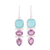 Amethyst and chalcedony dangle earrings, 'Glittering Muse' - Amethyst and Chalcedony Dangle Earrings from India thumbail