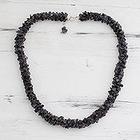 Iolite beaded necklace, 'Blue Shadows' - Fair Trade Iolite Beaded Necklace
