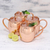 Copper mugs, 'Quality Time' (set of 4) - Four Simple Artisan Crafted Copper Mugs from India thumbail