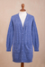 Baby alpaca blend cardigan sweater, 'Eminence in Blue' - Blue Baby Alpaca Blend Cardigan Sweater (image 2c) thumbail