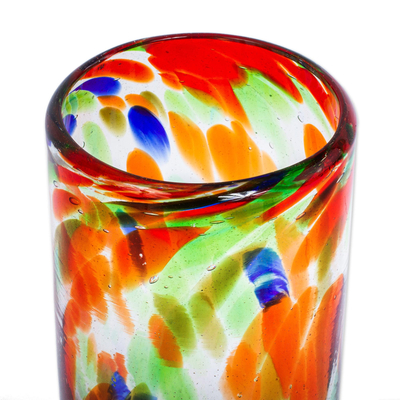 Recycled blown glass vase, 'Color Fiesta' - Multicolored Confetti Pattern Blown Glass Vase