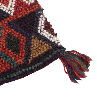 Alpaca blend shoulder bag, 'Bright Quechua Dove' - Colorful Textured Handwoven Alpaca Blend Morral Shoulder Bag