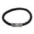 Sterling silver and leather braided bracelet, 'Braided in Black' - Artisan Crafted Sterling Silver and Leather Braided Bracelet