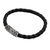 Sterling silver and leather braided bracelet, 'Braided in Black' - Artisan Crafted Sterling Silver and Leather Braided Bracelet