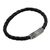 Sterling silver and leather braided bracelet, 'Braided in Black' - Artisan Crafted Sterling Silver and Leather Braided Bracelet