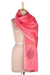 Cotton and silk blend scarf, 'Rose Peacock' - Handwoven Cotton and Silk Blend Scarf in Rose from India