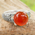 Carnelian single stone ring, 'Marigold' - Carnelian and Marcasite on Thai Style Sterling Silver Ring (image 2) thumbail