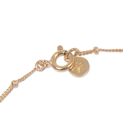 Gold plated sterling silver pendant bracelet, 'Gold Om' - Gold Plated Sterling Silver Pendant Bracelet Om Indonesia