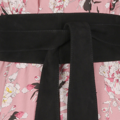 Suede obi belt, 'Timeless Glory in Black' - Hand Crafted Suede Leather Obi Belt