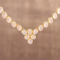 Gold vermeil moonstone link necklace, 'Misty Garland'