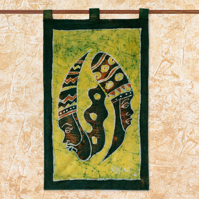 Batik wall hanging, 'Gye Nyame Duality' - Batik wall hanging