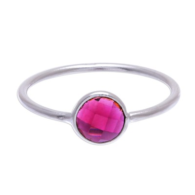 Garnet solitaire ring, 'Precious One' - Artisan Crafted Garnet Solitaire Ring