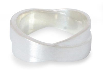 Men's sterling silver band ring, 'Crusader' - Fair Trade Modern Sterling Silver Band Ring