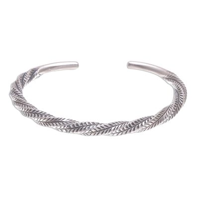Sterling silver cuff bracelet, 'Mountain Winds' - Geometric Sterling Silver Cuff Bracelet from Thailand