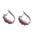 Ruby hoop earrings, 'Red Hyacinth' - Red Ruby and Sterling Silver Half Hoop Earrings from India (image 2d) thumbail