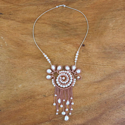 Cultured pearl pendant necklace, 'Bohemian Sojourn' - Cultured Pearl Pendant Necklace from Thailand