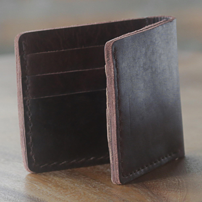 Leather wallet, 'Malioboro Espresso' - Hand Made Brown Leather Wallet from Indonesia